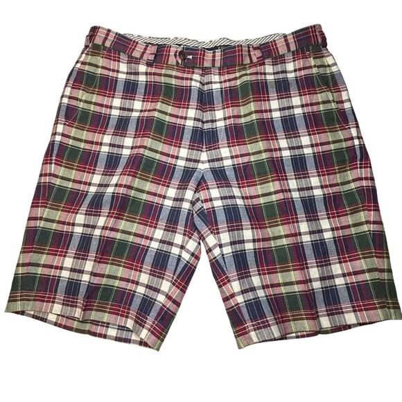 Brooks Brothers men's Baird McNutt irish linen red plaid short 11 inch size 38 - Picture 1 of 7